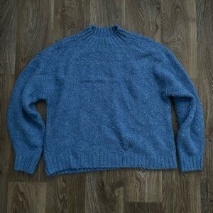 Pistola Alpaca Blend Blue Mock Neck Sweater Small Fuzzy Knit Pullover